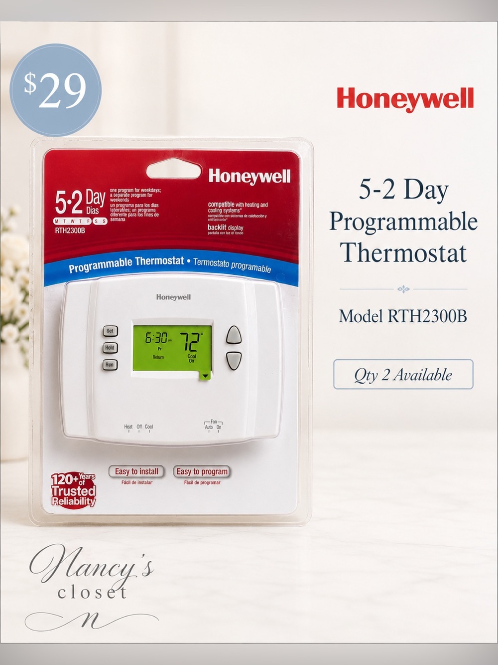Honeywell 5-2 Day Programmable Thermostat RTH2300B – New Sealed Package